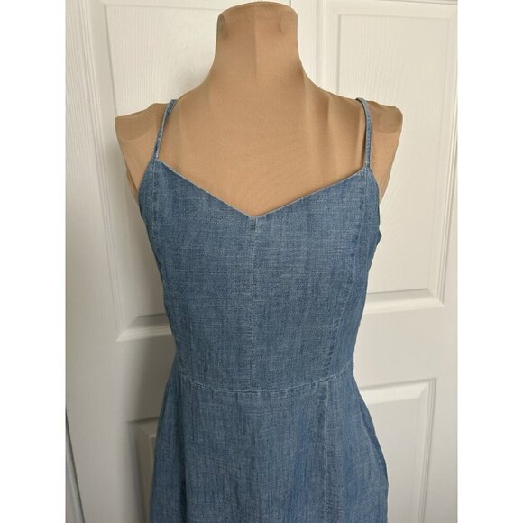 J. Crew Women's Chambray Slip Midi Dress Vista Blue Wash Size 6P - Picture 4 of 14